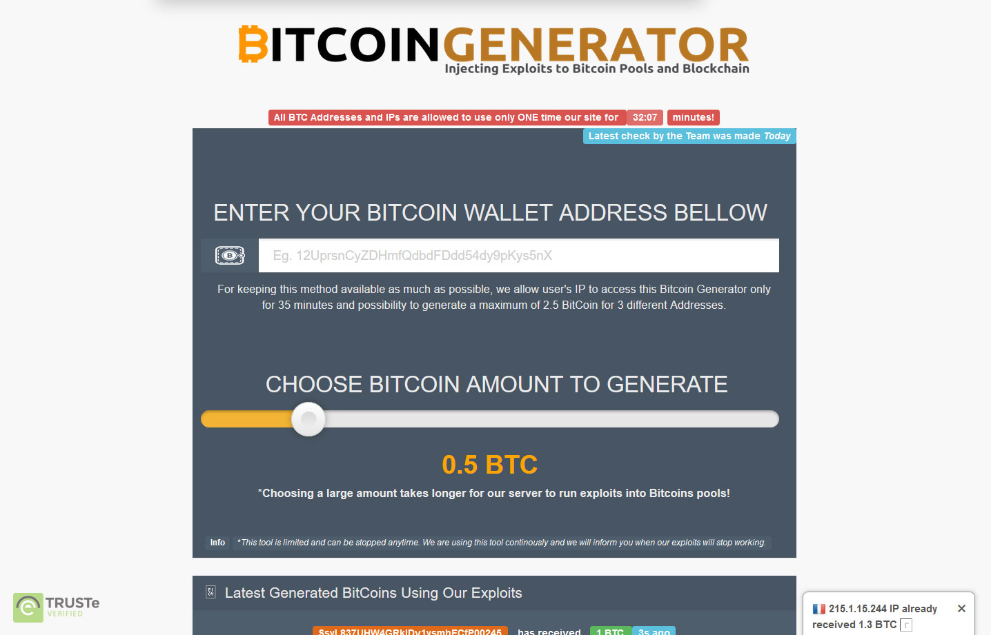free bitcoin scam
